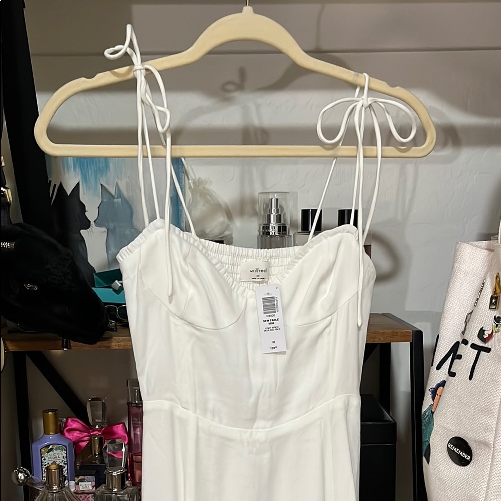 Aritzia Wilfred White Spaghetti Strap Dress